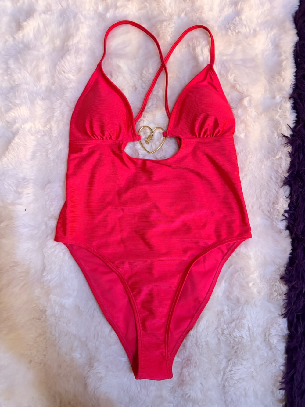 Juicy Couture Hot Pink One-Piece Swimsuit with Heart Detail